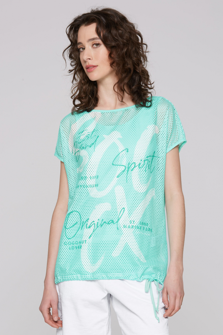 Layer-Mesh-Shirt mit Print und Top, 2-teilig aqua splash