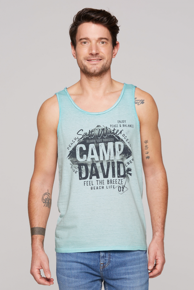 Muskelshirt mit Strukturstreifen und Logo Prints fresh breeze
