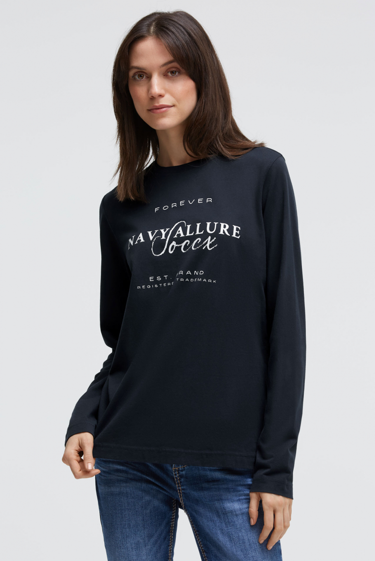 Oversized Longsleeve mit Label Print blue navy
