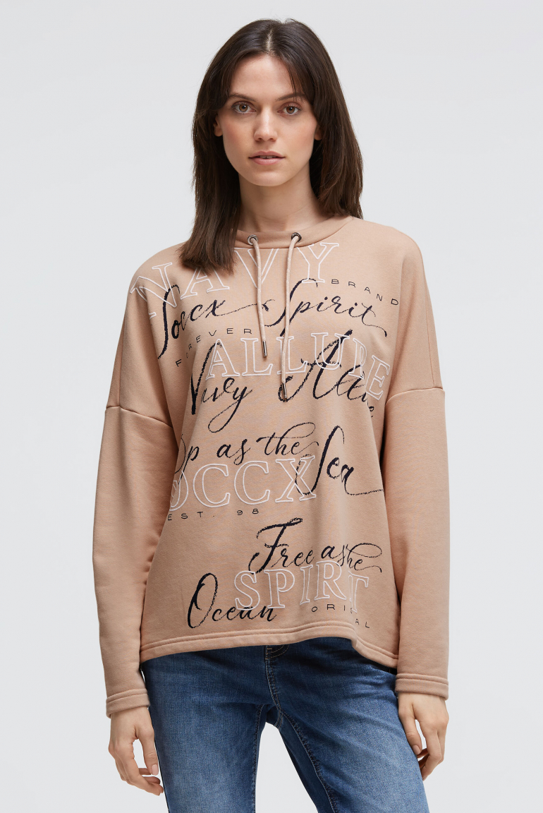 Oversized Sweatshirt mit Wording Print golden sand