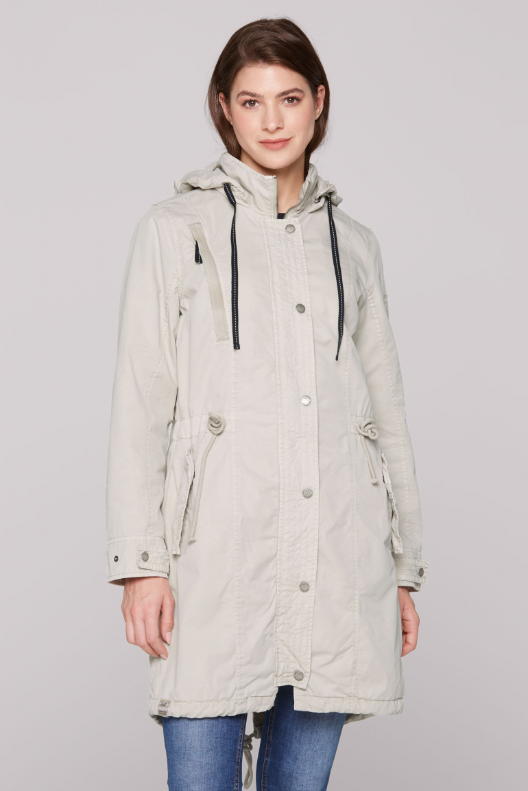 Parka mit Kapuze und Rücken-Artwork stone beige