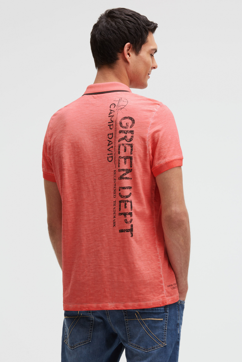 Poloshirt mit Vintage Prints wild salmon