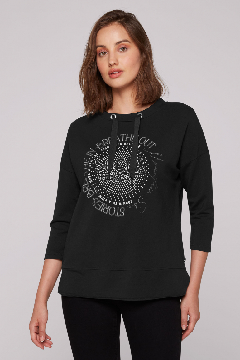 Shirt mit Stehkragen und Artwork black