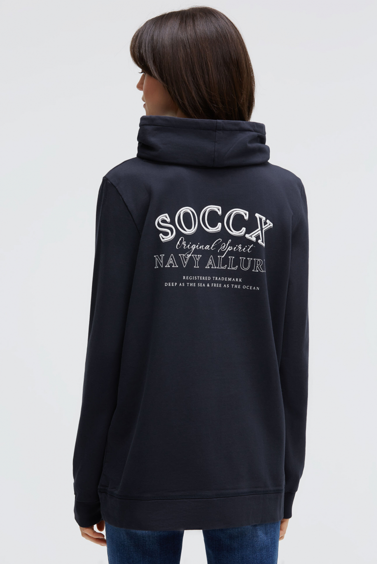 Sweatshirt mit hohem Kragen und Backprint blue navy