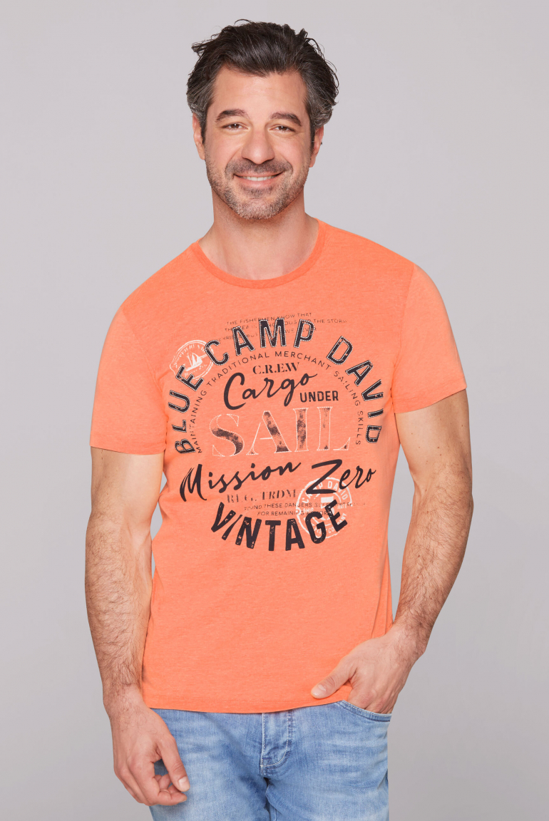 T-Shirt Rundhals mit Label Print