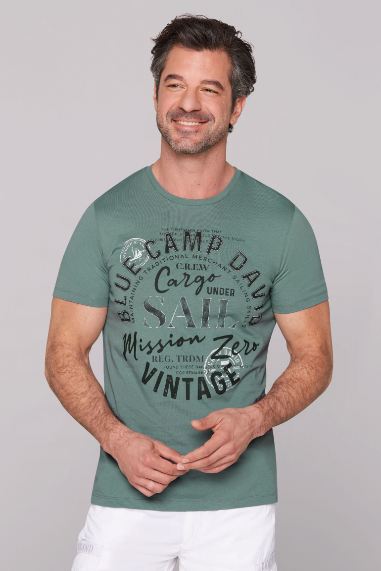 T-Shirt Rundhals mit Label Print