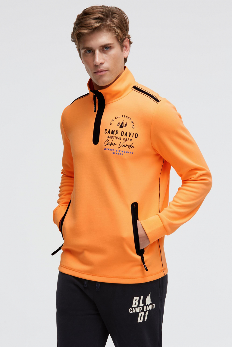 Troyer-Sweatshirt aus Interlock mit Rücken-Artwork sunrise neon