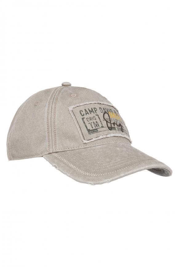 Base Cap Stone Washed mit Logo Patch beige