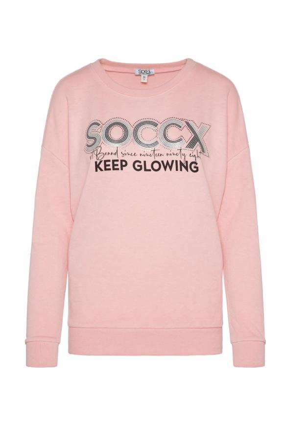 Basic Sweatshirt mit Glitter Print milky rose