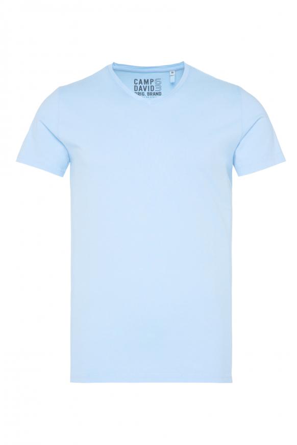 Basic T-Shirt mit V-Ausschnitt summer blue
