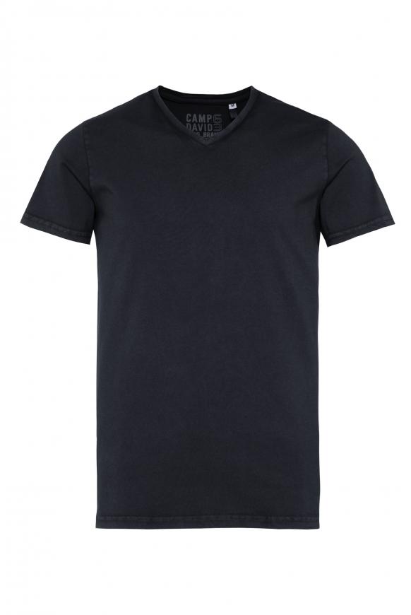 Basic T-Shirt mit V-Ausschnitt black