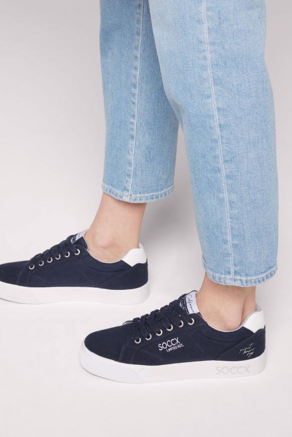 Canvas Plateau Sneaker mit Logo-Stick pacific navy