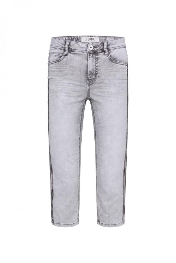 Capri Jeans NO:RA mit Stickereien an den Seiten cloudy grey