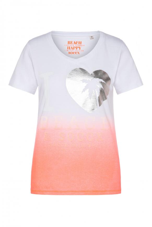 Dip Dye T-Shirt mit Label Print neon lobster