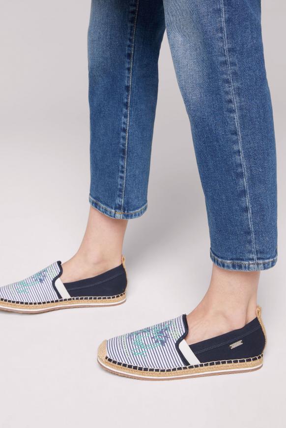 Espadrille mit Streifen-Design und Print white