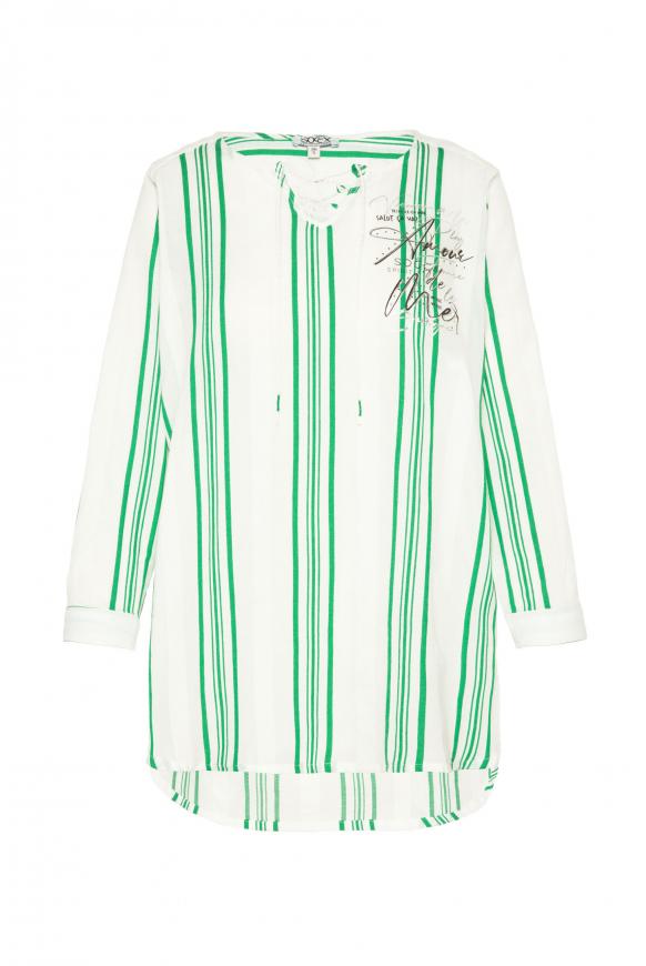 Gestreifte Tunika-Bluse mit Label Prints frenchy green