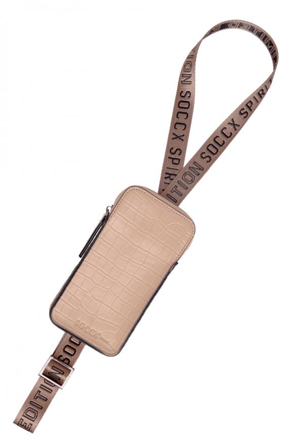 Handytasche mit Logo-Gurt chestnut