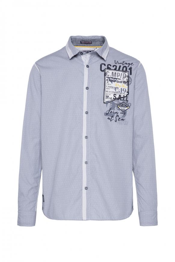 Hemd mit Streifen- und Webmuster grey blue