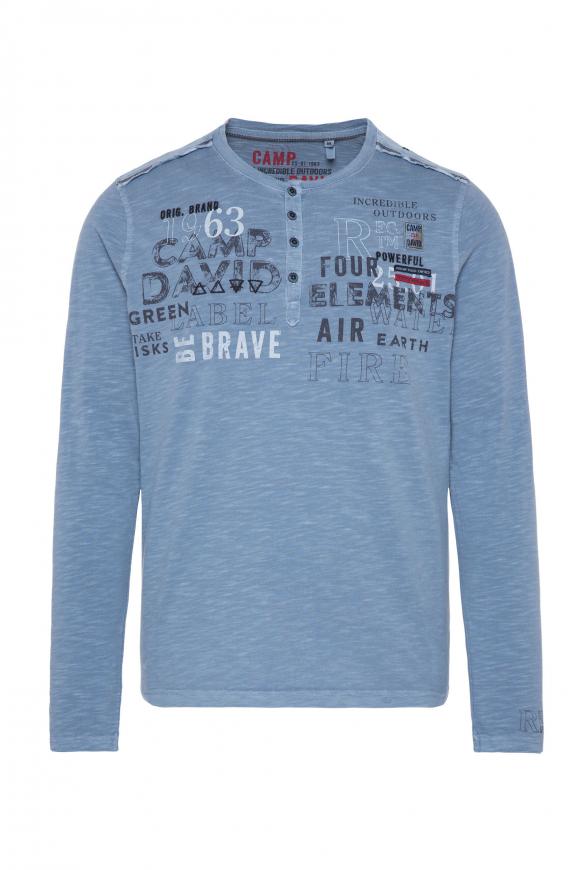 Henley-Langarmshirt im Used Look blue grey