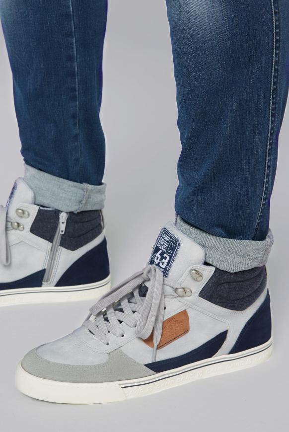High Top Sneaker mit Label Patches light grey