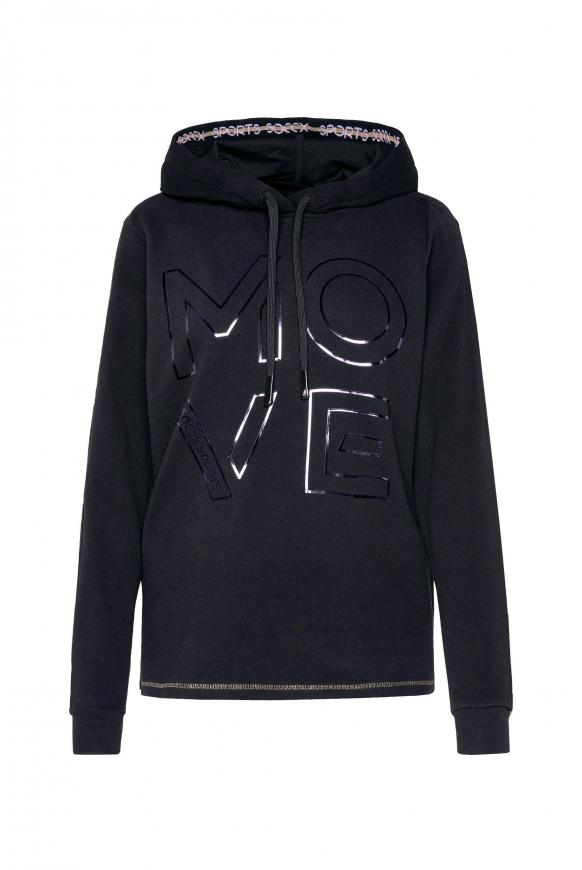 Hoodie mit Logo Tape und Folienprint black