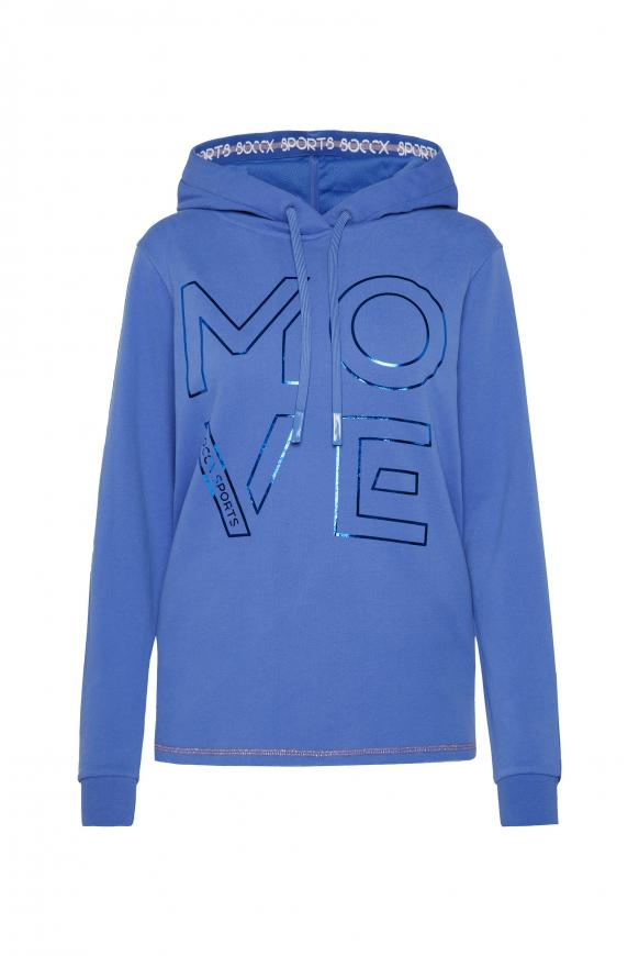 Hoodie mit Logo Tape und Folienprint sporty blue