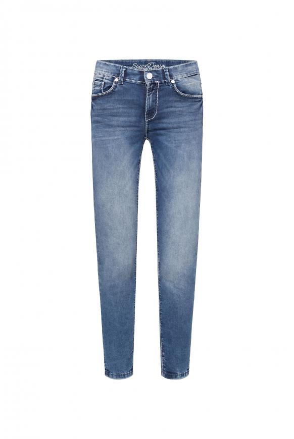 Jeans MI:RA mit zweifarbigen Nähten blue used