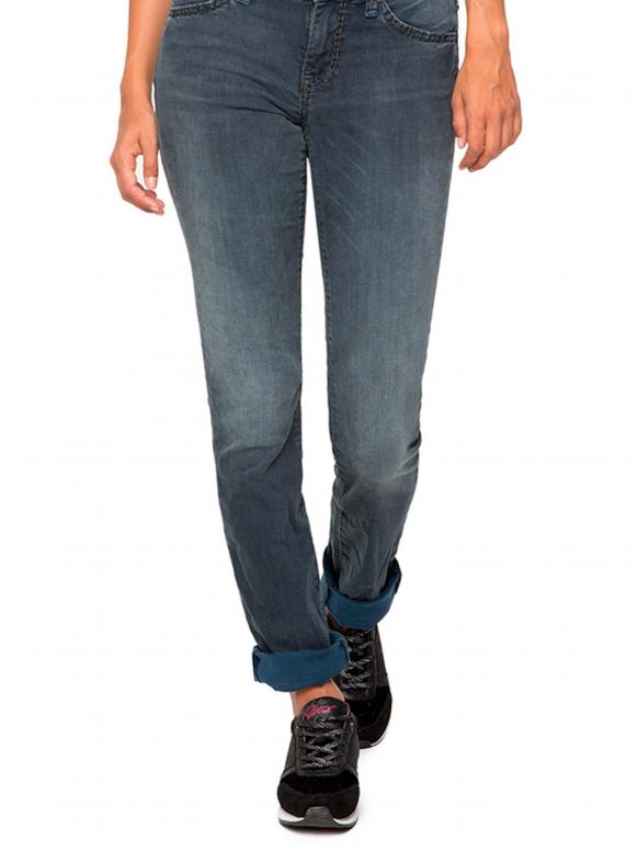 Jeans RO:MY mit breiten Nähten und gefärbter Innenseite grey blue used