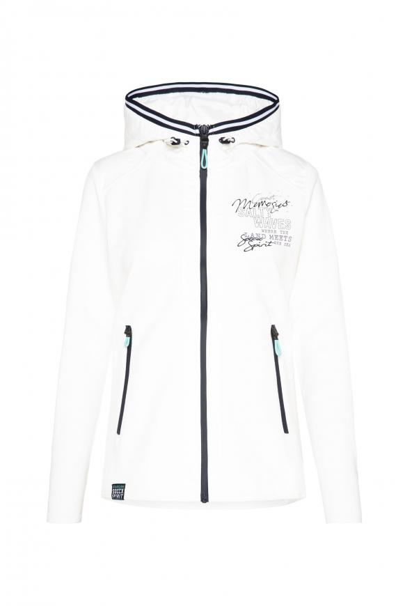 Kapuzenjacke im Materialmix ivory