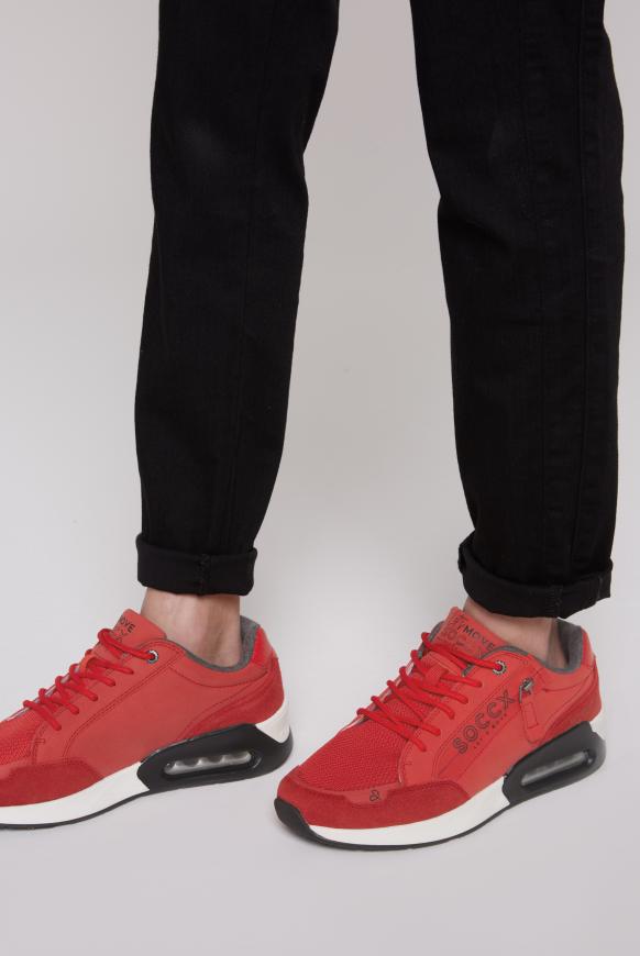 Keil-Sneaker im Materialmix mit Artworks flame scarlet