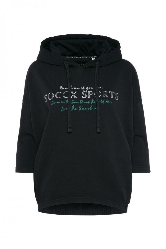 Kurzärmliges Kapuzensweatshirt mit Print black