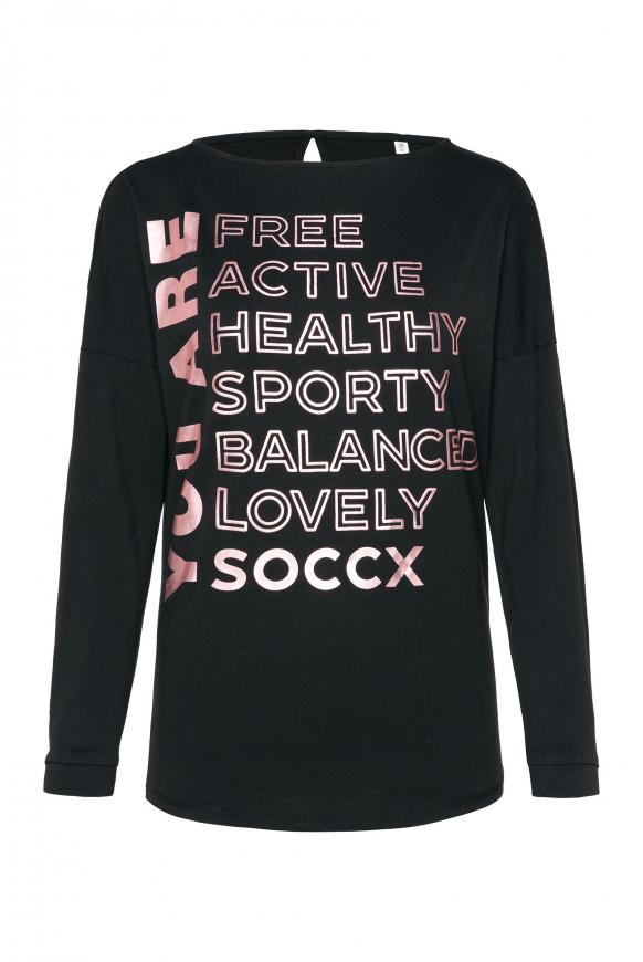 Langarmshirt mit Metallic Rubber Print black