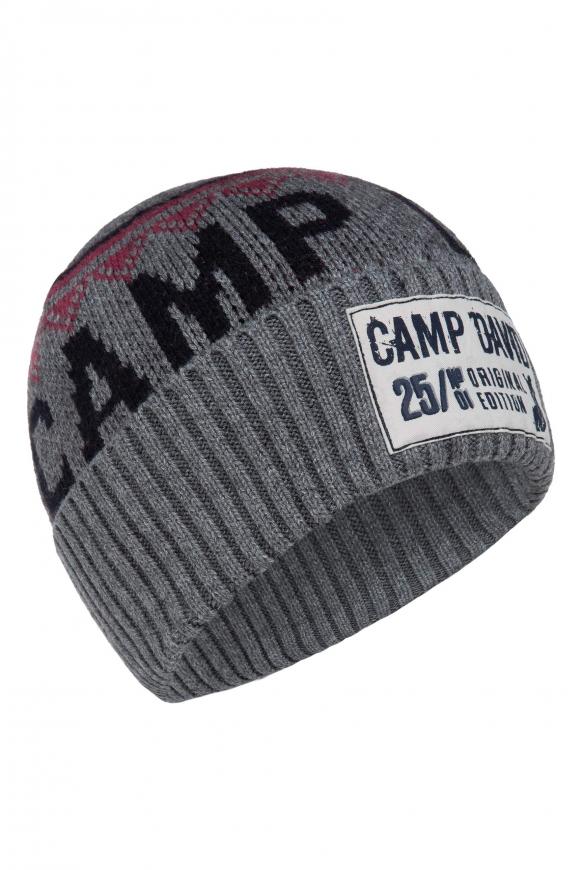 Logo-Mütze mit Intarsia-Strick polo grey melange