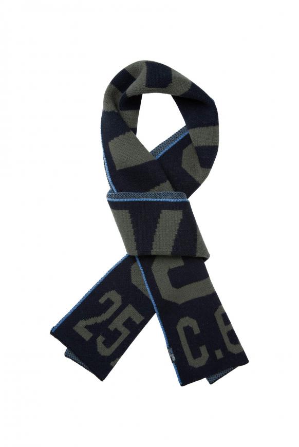 Logo-Schal mit Intarsia-Strick blue navy