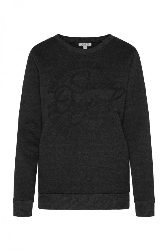 Meliertes Sweatshirt mit Logo Print black melange