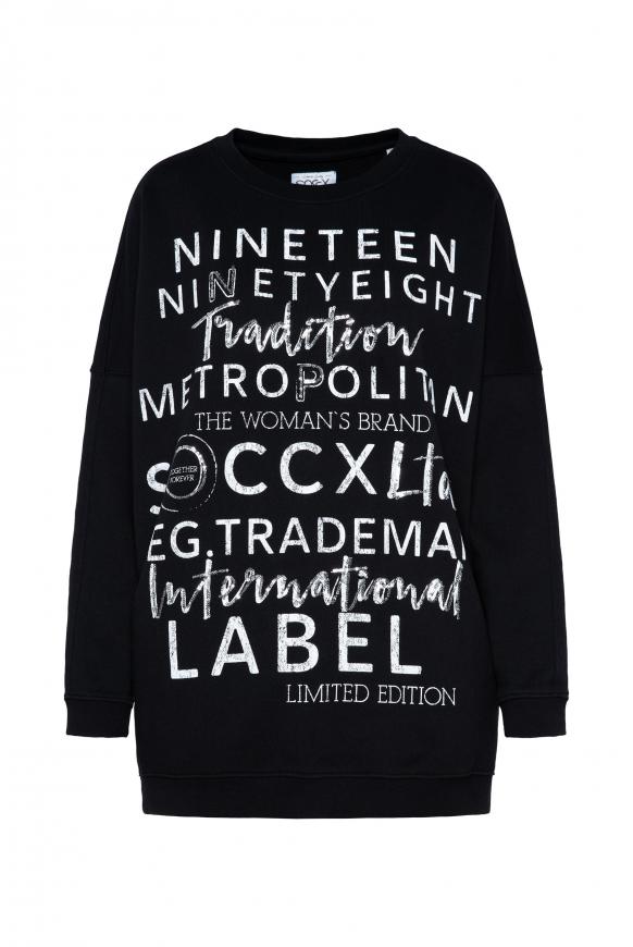 Oversized Sweatshirt mit Pailletten-Wording