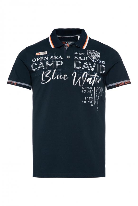 Pikee-Polo mit Label-Applikationen blue navy