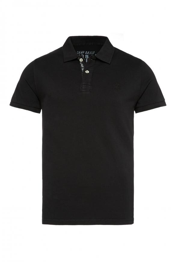 Pikee-Polo mit Vintage-Waschung black