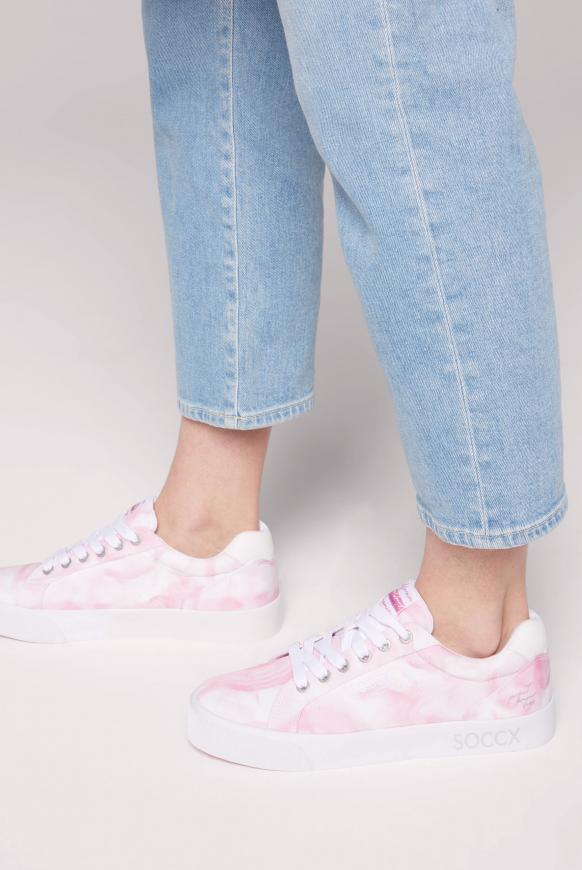 Plateau Sneaker im Batik-Look mit Logo pink blush