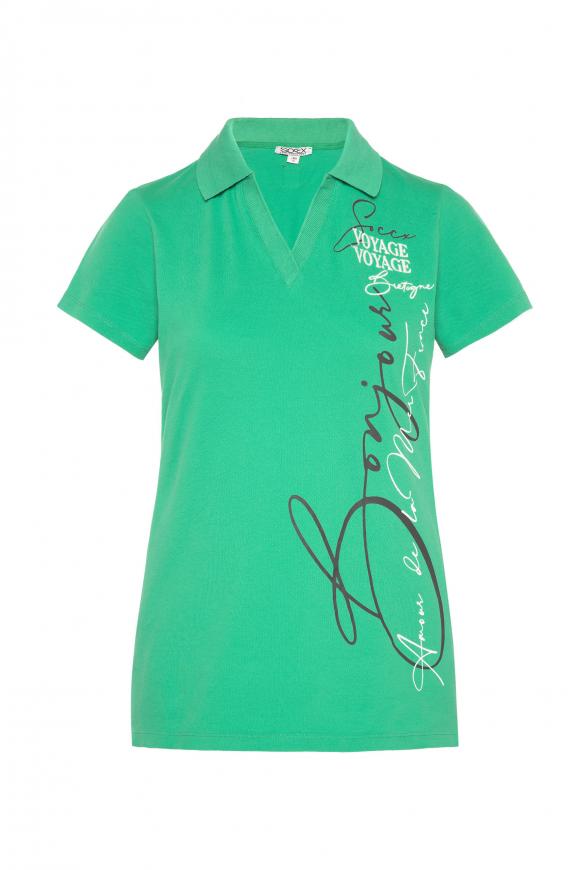 Poloshirt aus Pikee mit Artwork frenchy green