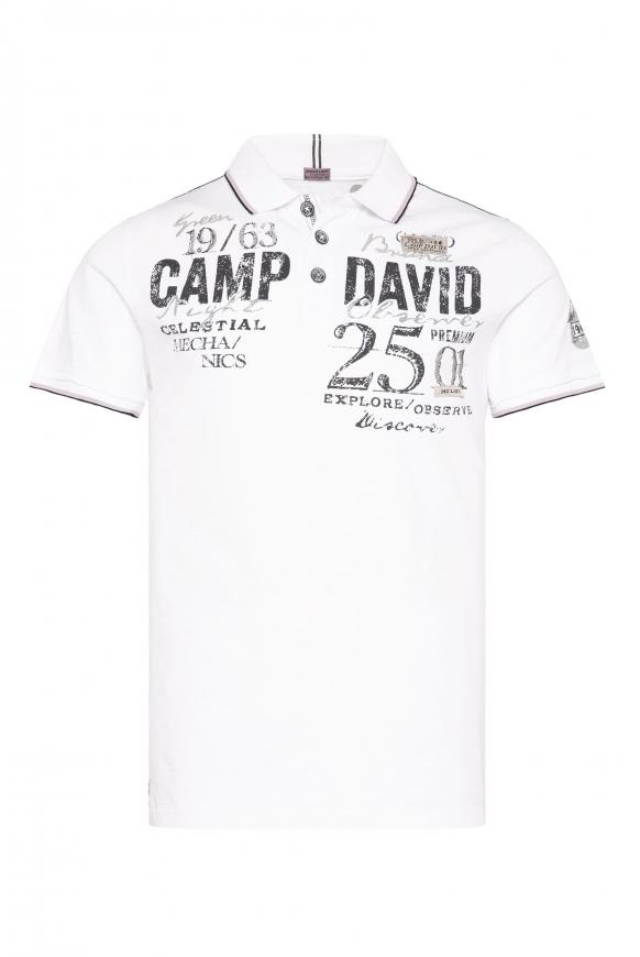Poloshirt mit Label-Applikationen opticwhite