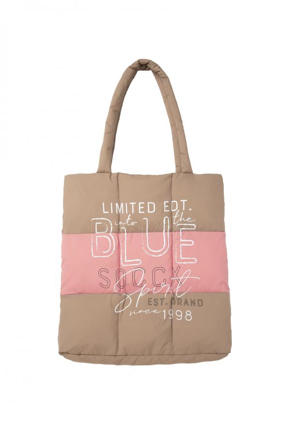 Puffer Bag mit Farbstreifen und Artwork chestnut