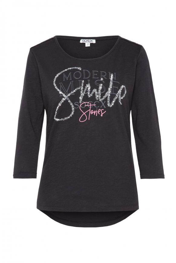 Rundhalsshirt mit Pailletten-Artwork black