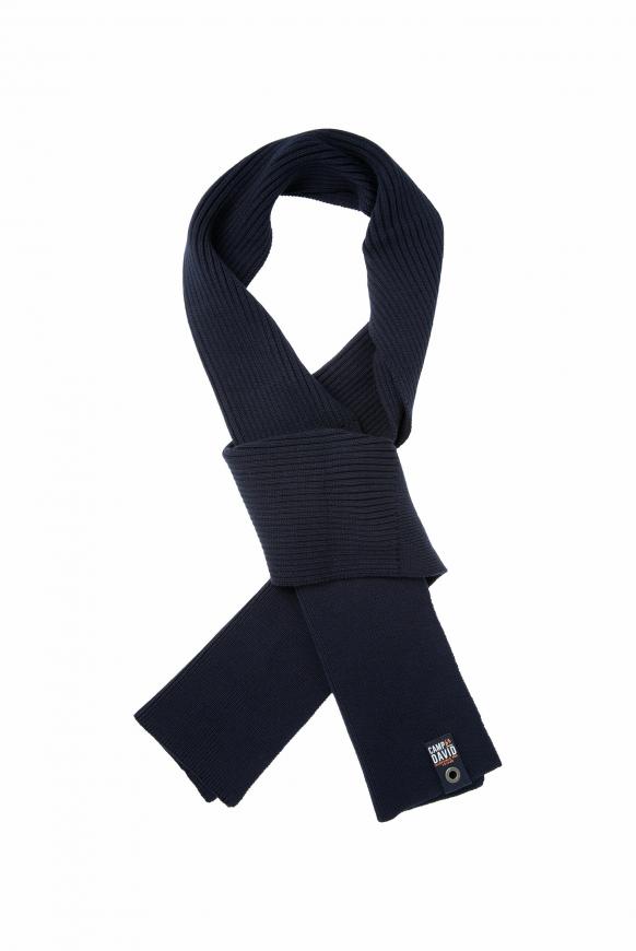 Schal in Rippstrick mit Label Patch deep sea