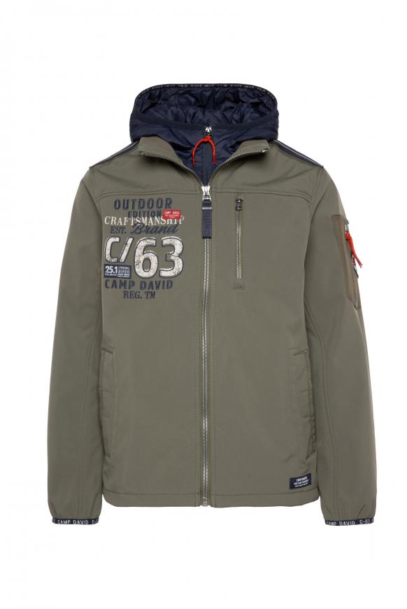 Softshelljacke mit Kapuzen-Einsatz medium khaki