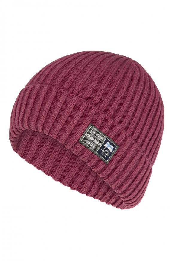 Stone Washed Mütze in Rippstrick dark red