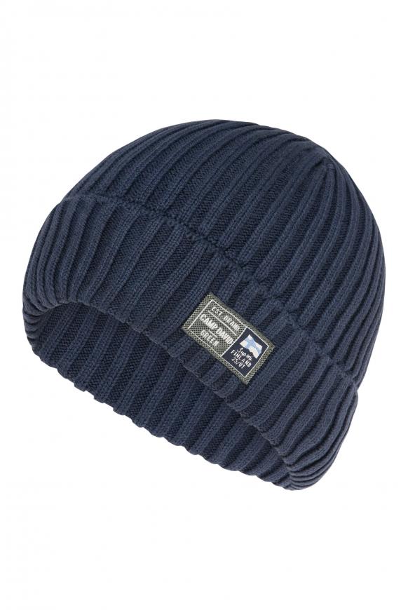 Stone Washed Mütze in Rippstrick blue navy