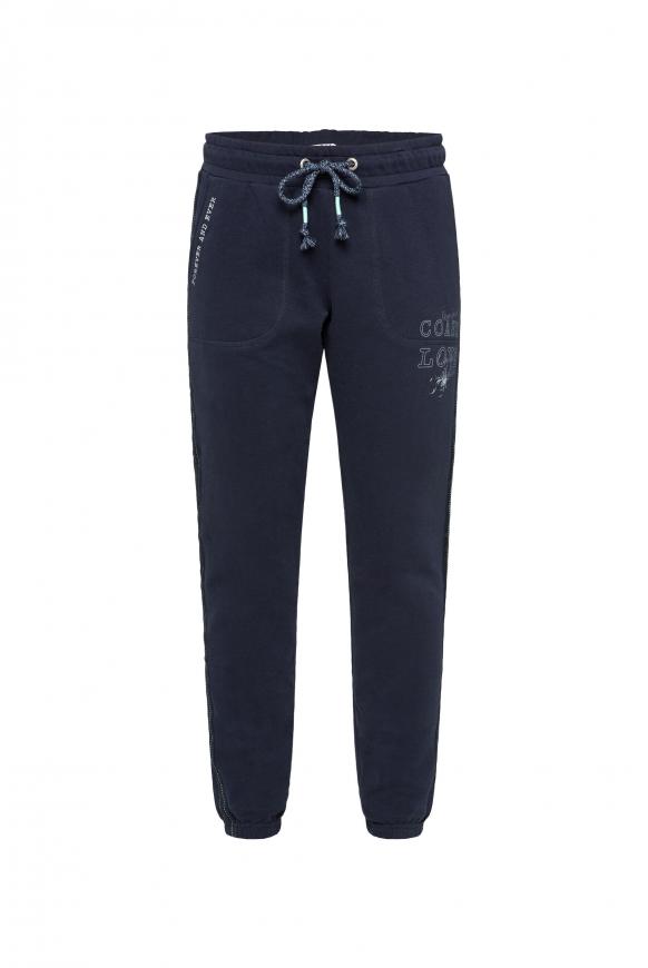 Sweathose mit Label Prints und Seitentape blue navy