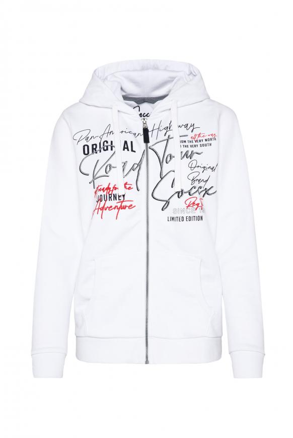 Sweatjacke mit Kapuze und Artwork opticwhite