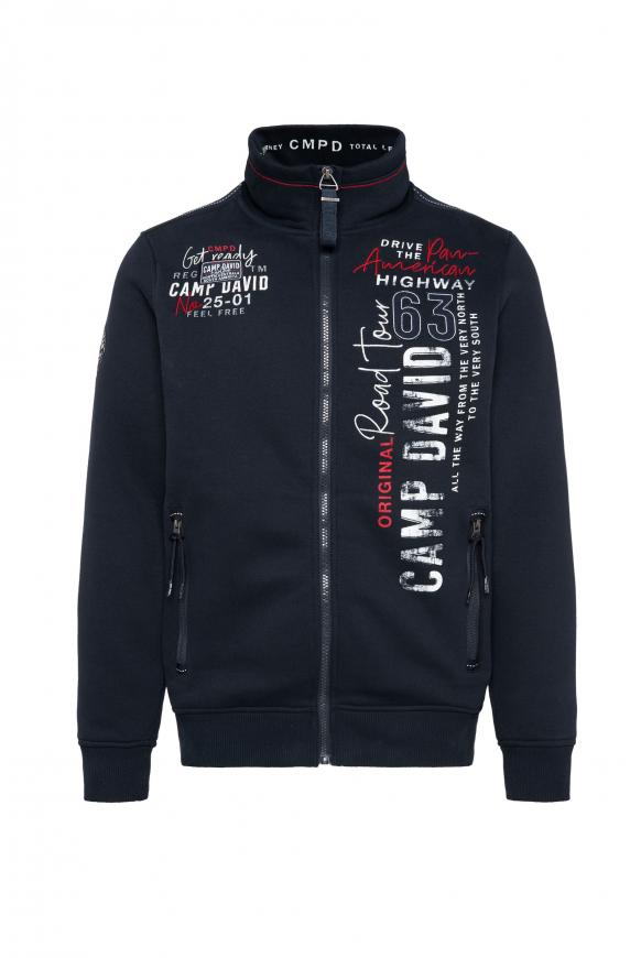 Sweatjacke mit Label-Applikationen blue navy